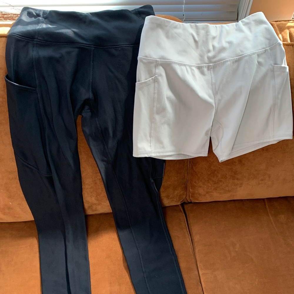 Black Leggings and White Shorts Set
